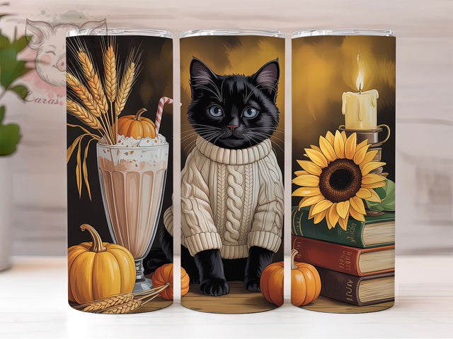 Cute Cat Cozy Rustic Autumn Fall Tumbler, Fall Tumbler, Autumn Kitty, Cozy Wrap, Rustic Design, Sublimation Cup, 20Oz Tumbler Sublimation Lara' s Designs 