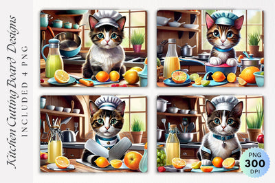 Cute Cat Cutting Board PNG Design Sublimation Regulrcrative 
