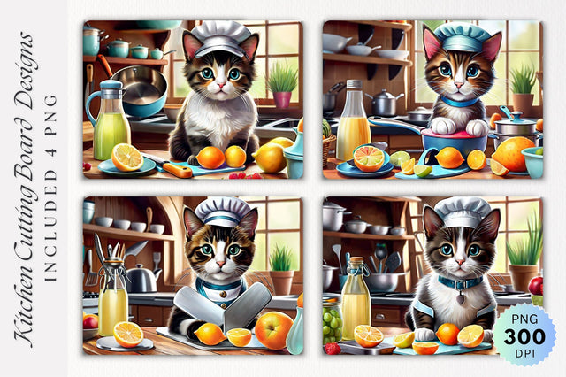 Cute Cat Cutting Board PNG Design Sublimation Regulrcrative 