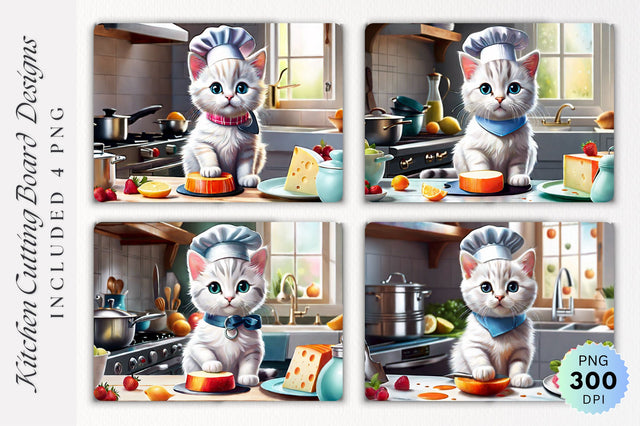 Cute Cat Cutting Board PNG Design Sublimation Regulrcrative 
