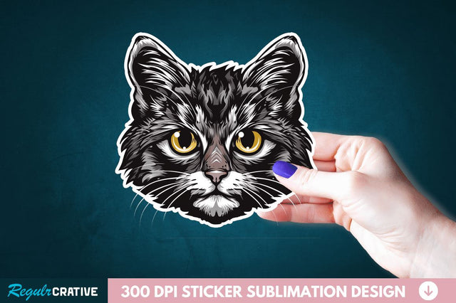 Cute Cat Face Sticker Clipart Sublimation Regulrcrative 