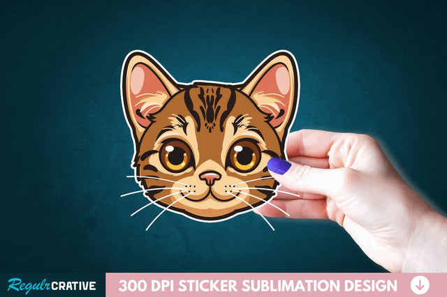 Cute Cat Face Sticker Clipart Sublimation Regulrcrative 