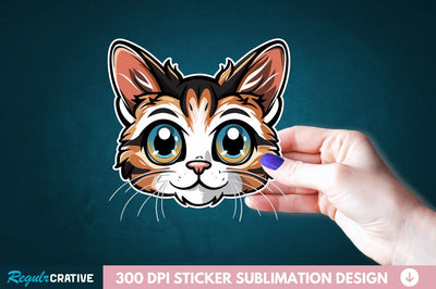 Cute Cat Face Sticker Clipart Sublimation Regulrcrative 