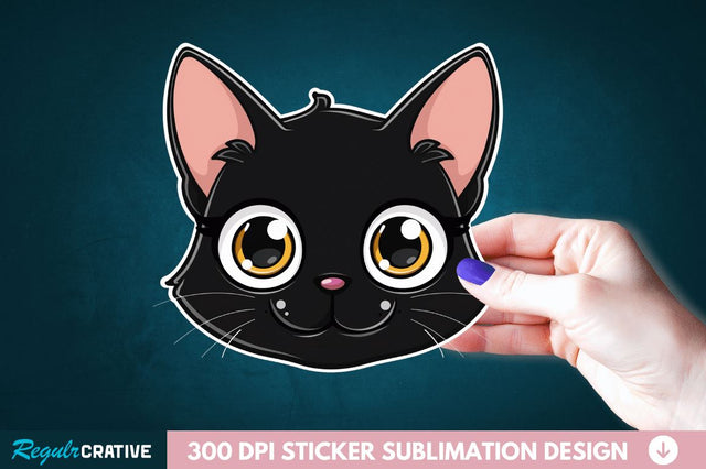 Cute Cat Face Sticker Clipart Sublimation Regulrcrative 
