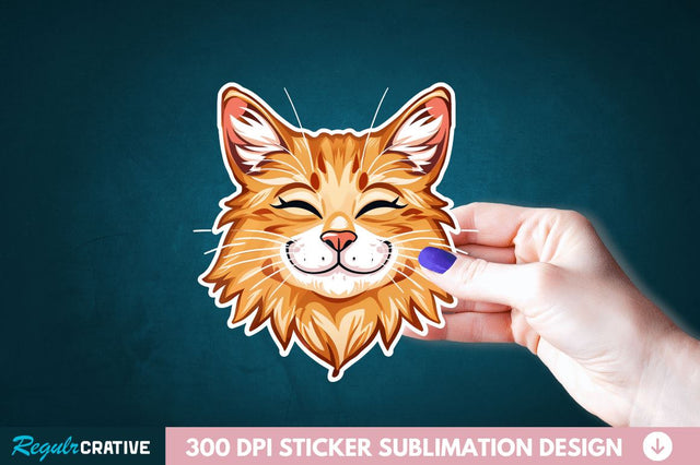Cute Cat Face Sticker Clipart Sublimation Regulrcrative 