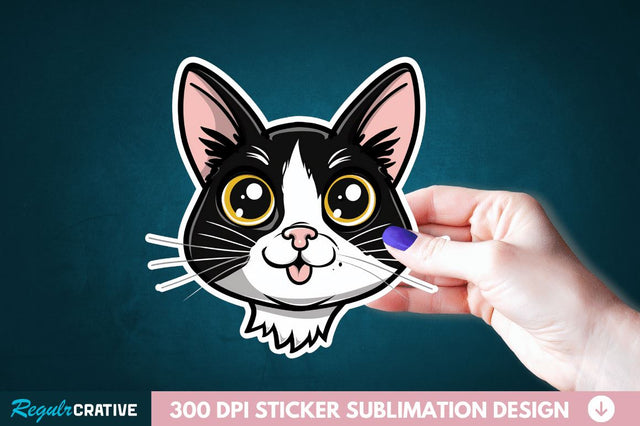 Cute Cat Face Sticker Clipart Sublimation Regulrcrative 