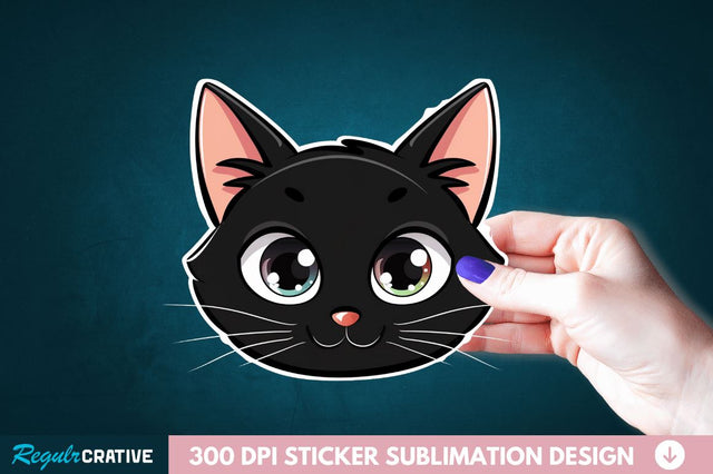 Cute Cat Face Sticker Clipart Sublimation Regulrcrative 