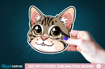 Cute Cat Face Sticker Clipart Sublimation Regulrcrative 