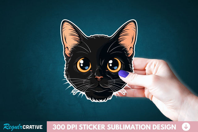 Cute Cat Face Sticker Clipart Sublimation Regulrcrative 