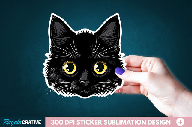 Cute Cat Face Sticker Clipart Sublimation Regulrcrative 