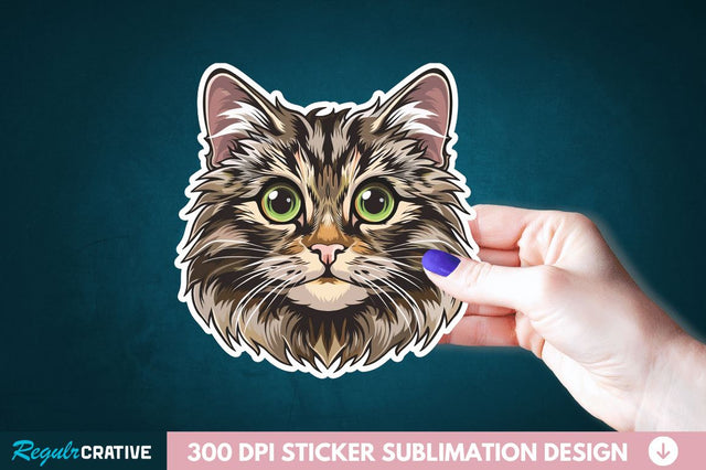 Cute Cat Face Sticker Clipart Sublimation Regulrcrative 