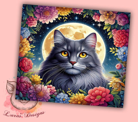 Cute Cat Flowers 20oz Tumbler Png, Straight & Tapered Tumbler Png, Vintage Cat Tumbler Png, Digital Download PNG Sublimation Lara' s Designs 