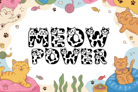 Cute Cat Font | Playful Kitty Alphabet Letters for Cricut Font TonisArtStudio 