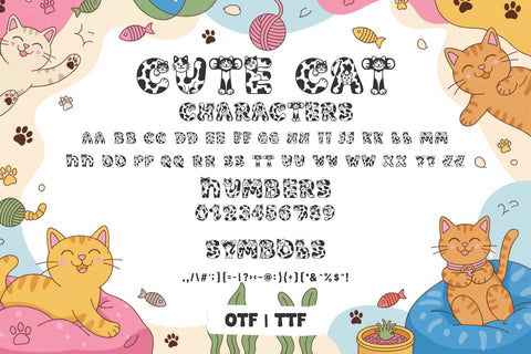 Cute Cat Font | Playful Kitty Alphabet Letters for Cricut Font TonisArtStudio 