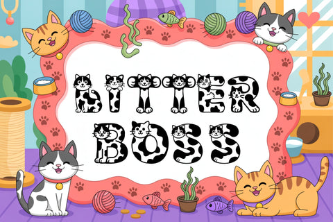 Cute Cat Font | Playful Kitty Alphabet Letters for Cricut Font TonisArtStudio 