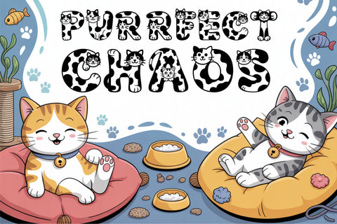 Cute Cat Font | Playful Kitty Alphabet Letters for Cricut Font TonisArtStudio 