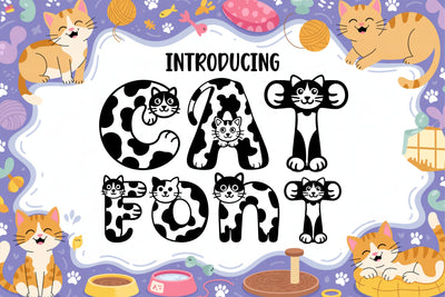 Cute Cat Font | Playful Kitty Alphabet Letters for Cricut Font TonisArtStudio 
