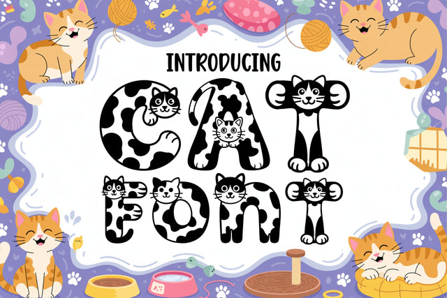 Cute Cat Font | Playful Kitty Alphabet Letters for Cricut Font TonisArtStudio 