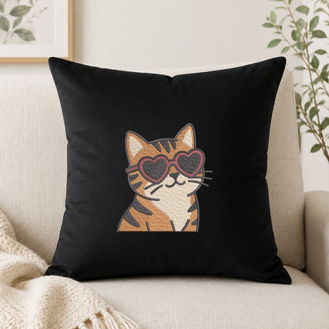 Cute Cat Heart Sunglasses Embroidery Design – Tabby Cat Machine Embroidery File, Cat Lover Valentine Design Embroidery/Applique DESIGNS PatternFeed8 