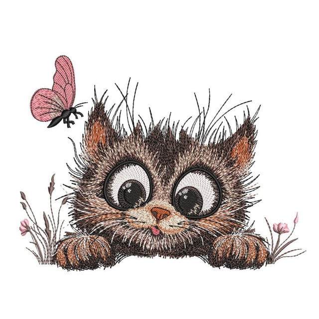 Cute Cat Machine Embroidery Design, Animal, Kitten, Cat Lover Embroidery File, 3 sizes, Instant Download Embroidery/Applique DESIGNS Nino Nadaraia 