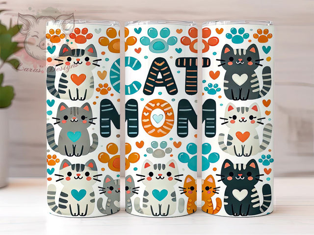 Cute Cat Mom Lover Tumbler, Funny Cat Tumbler, 20oz Cat Lover Tumbler, Cat Mom Gift, Cat Lover Sublimation Wrap, Cute Cat Mom Tumbler, Pet Lover Tumbler Wrap Sublimation Lara' s Designs 