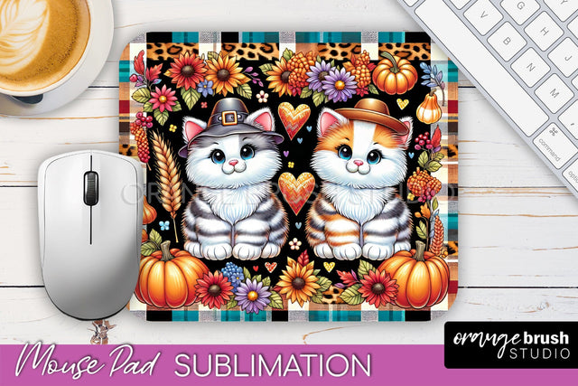 Cute Cat Mouse Pad Design - Fall Mousepad Sublimation Sublimation OrangeBrushStudio 