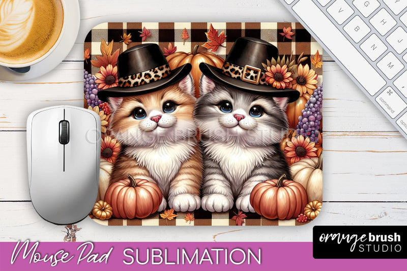 Cute Cat Mouse Pad Design - Fall Mousepad Sublimation Sublimation OrangeBrushStudio 