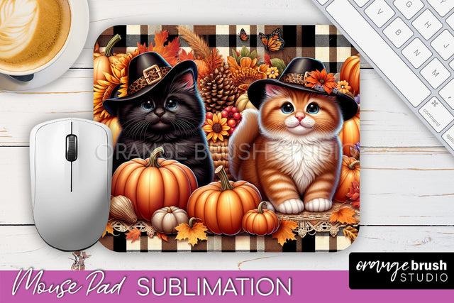 Cute Cat Mouse Pad Design - Fall Mousepad Sublimation Sublimation OrangeBrushStudio 