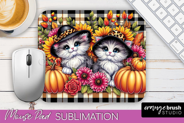 Cute Cat Mouse Pad Design - Fall Mousepad Sublimation Sublimation OrangeBrushStudio 