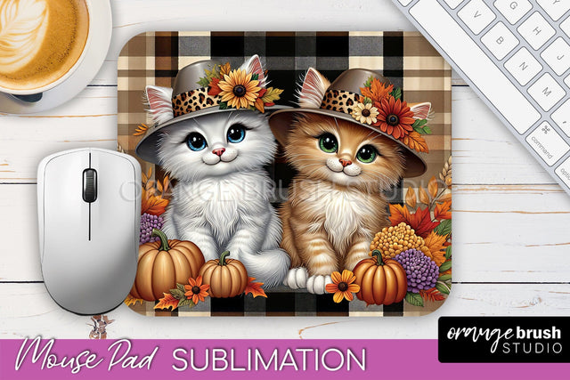 Cute Cat Mouse Pad Design - Fall Mousepad Sublimation Sublimation OrangeBrushStudio 