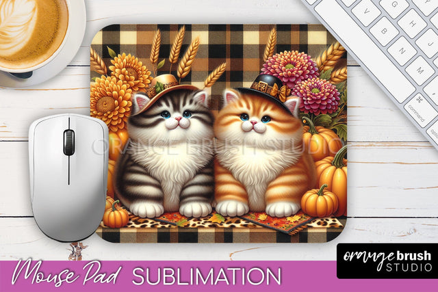 Cute Cat Mouse Pad Design - Fall Mousepad Sublimation Sublimation OrangeBrushStudio 