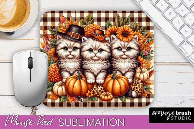 Cute Cat Mouse Pad Design - Fall Mousepad Sublimation Sublimation OrangeBrushStudio 