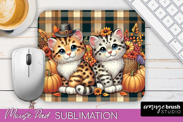 Cute Cat Mouse Pad Design - Fall Mousepad Sublimation Sublimation OrangeBrushStudio 