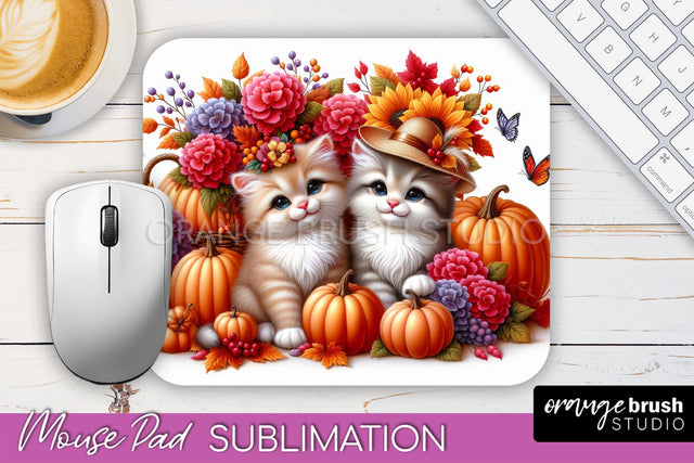 Cute Cat Mouse Pad Design - Fall Mousepad Sublimation Sublimation OrangeBrushStudio 
