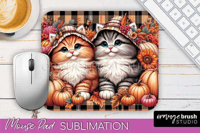 Cute Cat Mouse Pad Design - Fall Mousepad Sublimation Sublimation OrangeBrushStudio 