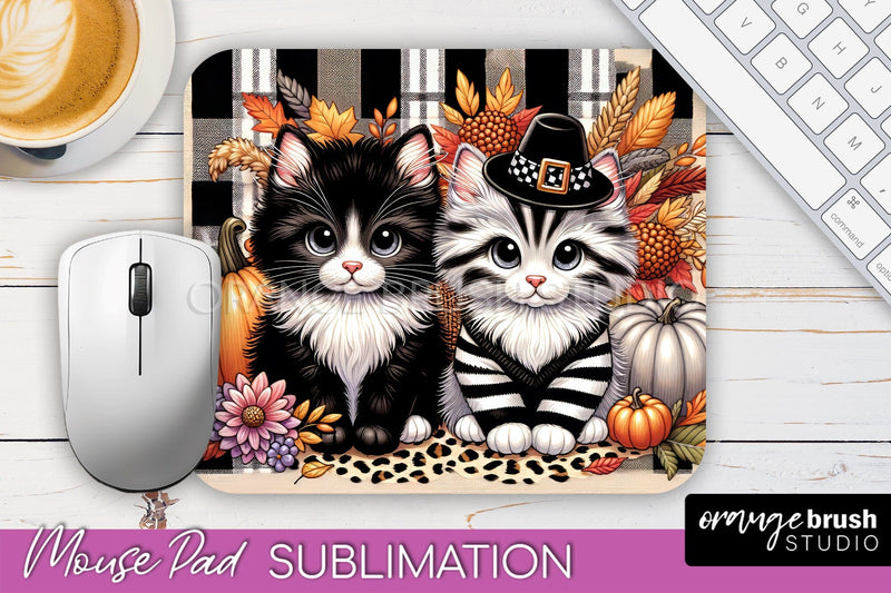 Cute Cat Mouse Pad Design - Fall Mousepad Sublimation Sublimation OrangeBrushStudio 