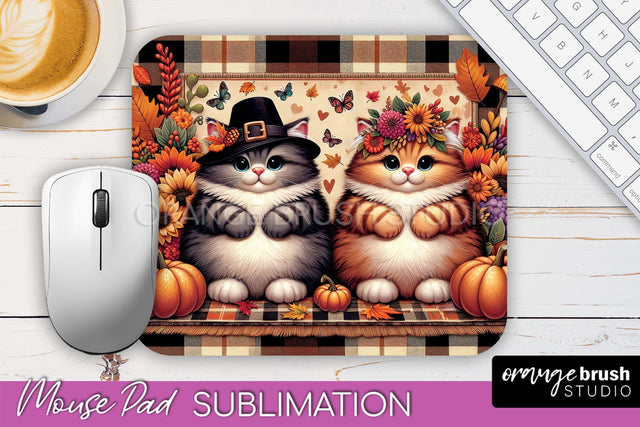 Cute Cat Mouse Pad Design - Fall Mousepad Sublimation Sublimation OrangeBrushStudio 