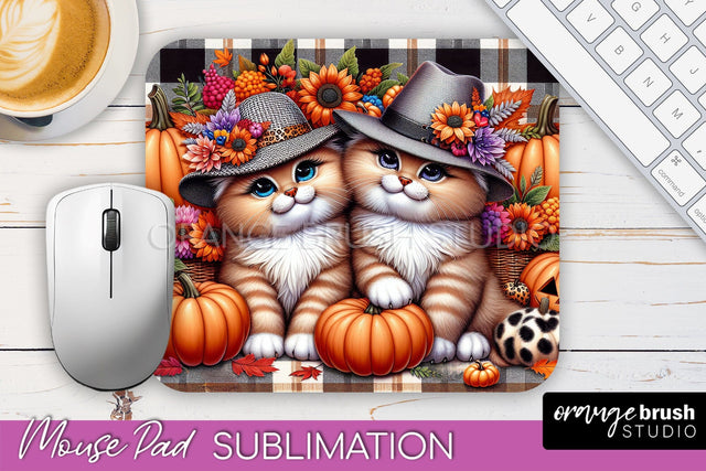 Cute Cat Mouse Pad Design - Fall Mousepad Sublimation Sublimation OrangeBrushStudio 