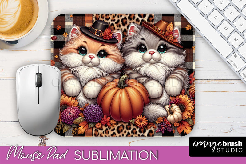 Cute Cat Mouse Pad Design - Fall Mousepad Sublimation Sublimation OrangeBrushStudio 