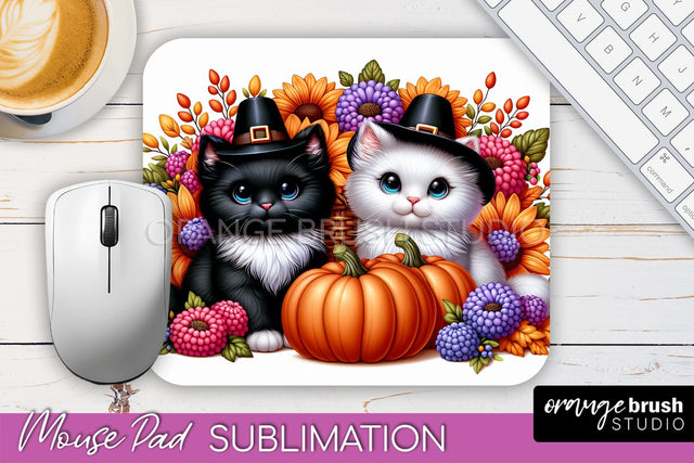 Cute Cat Mouse Pad Design - Fall Mousepad Sublimation Sublimation OrangeBrushStudio 