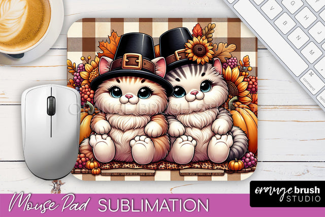 Cute Cat Mouse Pad Design - Fall Mousepad Sublimation Sublimation OrangeBrushStudio 