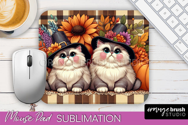 Cute Cat Mouse Pad Design - Fall Mousepad Sublimation Sublimation OrangeBrushStudio 