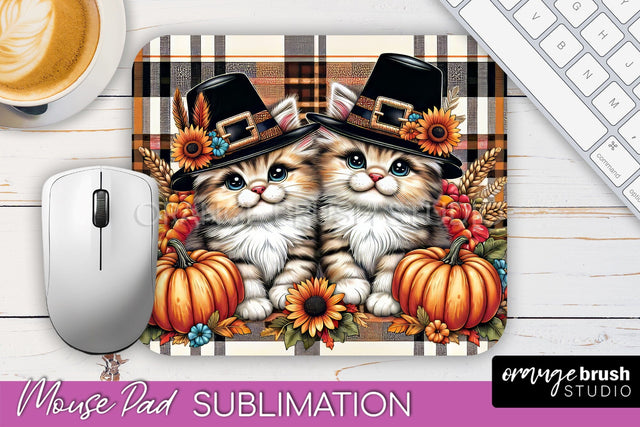 Cute Cat Mouse Pad Design - Fall Mousepad Sublimation Sublimation OrangeBrushStudio 