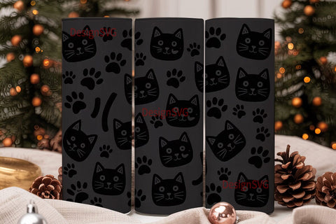 Cute Cat Paw Print 20oz Tumbler Wrap Sublimation DesignSVG 