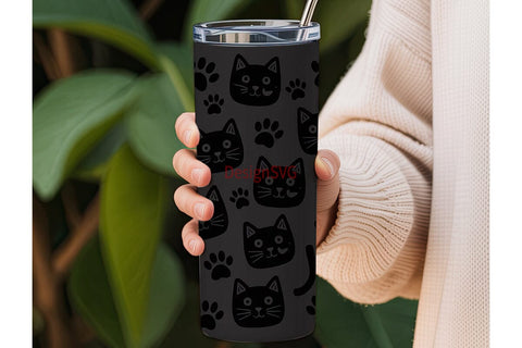 Cute Cat Paw Print 20oz Tumbler Wrap Sublimation DesignSVG 