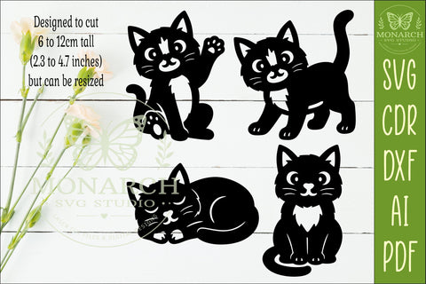 Cute Cat Silhouettes SVG for Laser Cutting, Signs 1 SVG APInspireddesigns 