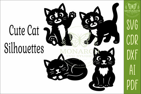 Cute Cat Silhouettes SVG for Laser Cutting, Signs 1 SVG APInspireddesigns 