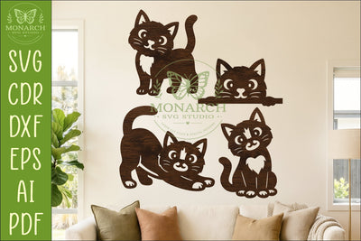Cute Cat Silhouettes SVG for Laser Cutting, Signs 2 SVG APInspireddesigns 