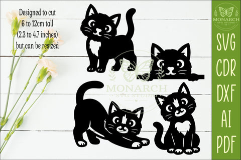 Cute Cat Silhouettes SVG for Laser Cutting, Signs 2 SVG APInspireddesigns 
