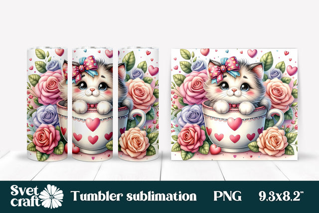 Cute cat sublimation tumbler design PNG Sublimation Svetana Studio 